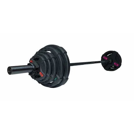 Штанга олимпийская OriginalFitTools 88 кг (диски с двумя хватами, черный гриф)